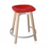 Eco Friendly Indoor Restaurant Furniture Emeco SU Series Counter Stool - Recycled Polyethylene Seat With Wooden Legs - Red